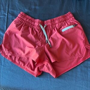Vuori Women's Coral Active Running Shorts with Zip Pocket S